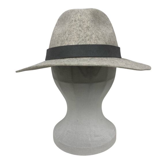 Yellow 108 Fedora Hat Unisex L Heathered Gray Wool Felt Wide Brim Ribbon Trim main image 8